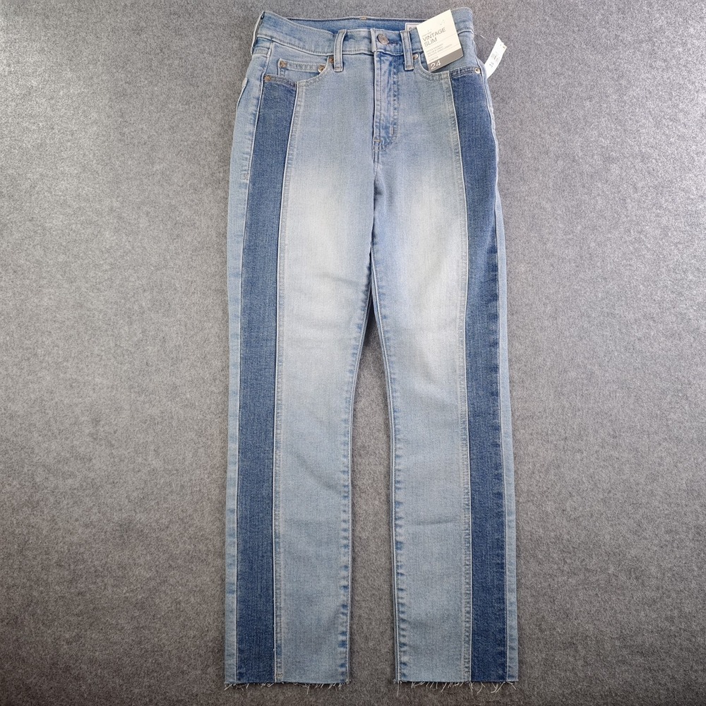 Gap Jeans Women's 00 Petite 24 Vintage Slim High Rise Ankle‎ NWT Blue Colorblock